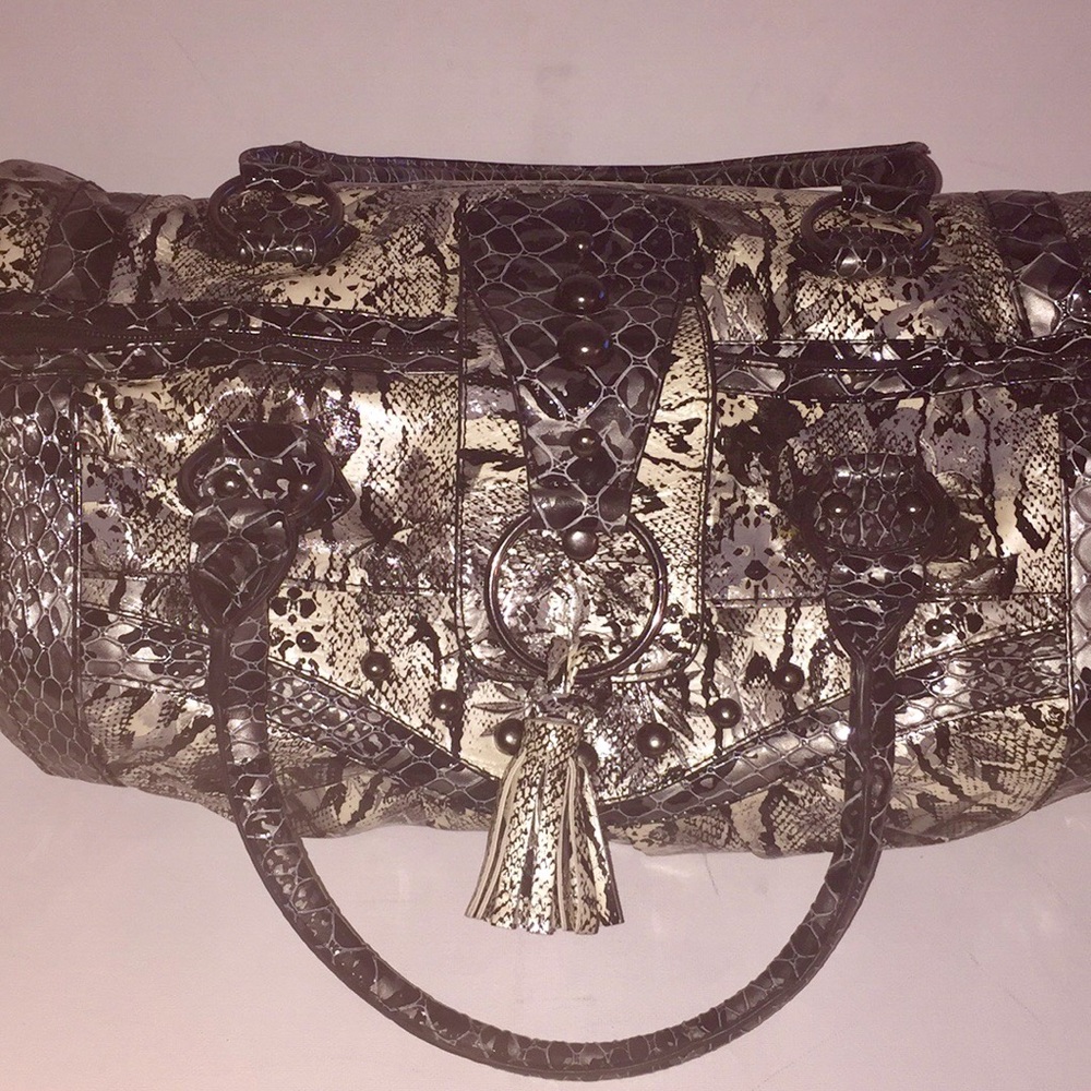 NWOT Snakeskin Shoulder Purse with Tassel & Studs